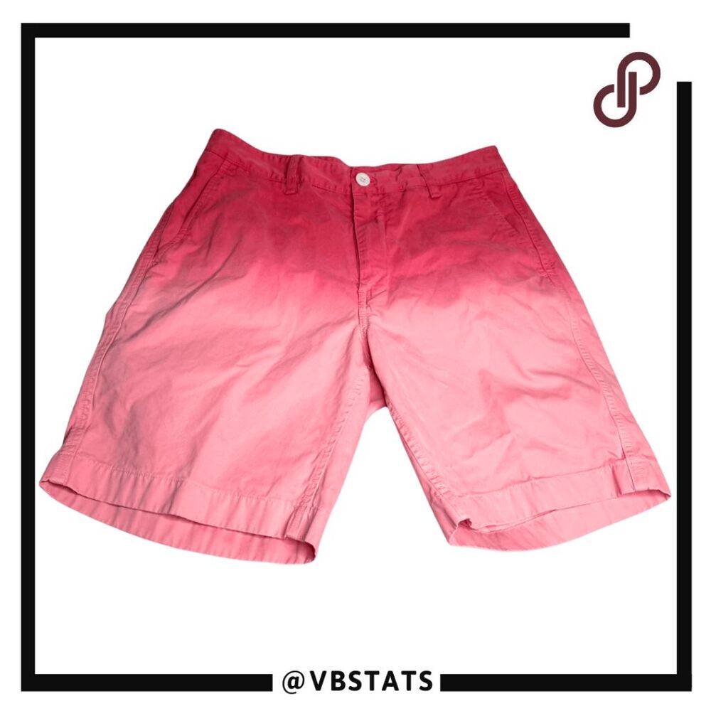 Vineyard Vines Men's Dip Dye‎ Flat Front Cotton Casual Shorts Pink Fade Size 30